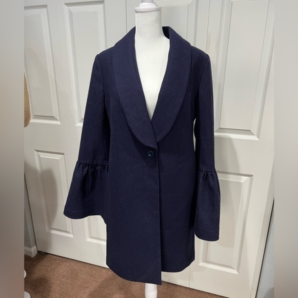 Express Wool Navy Blue Flare Sleeve Coat Size S
